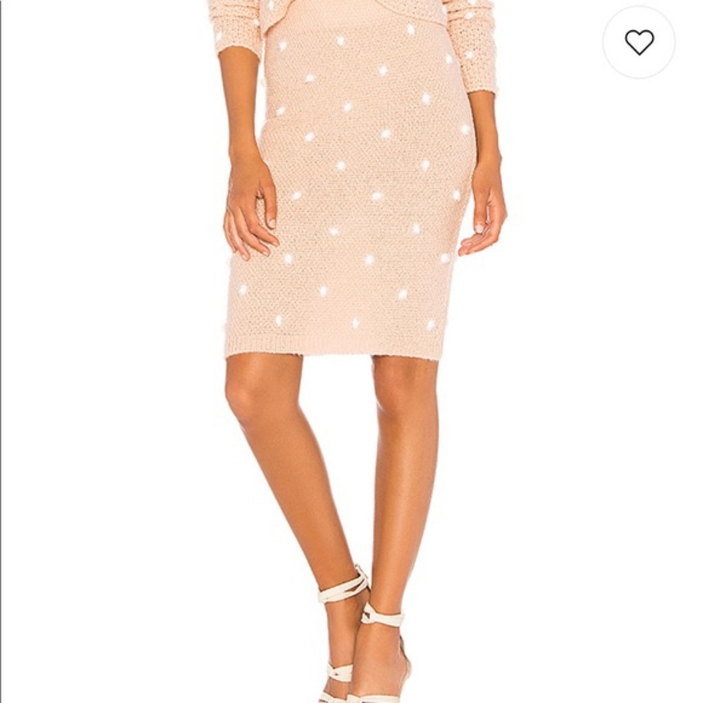 Tularosa pink knit skirt with white dots S